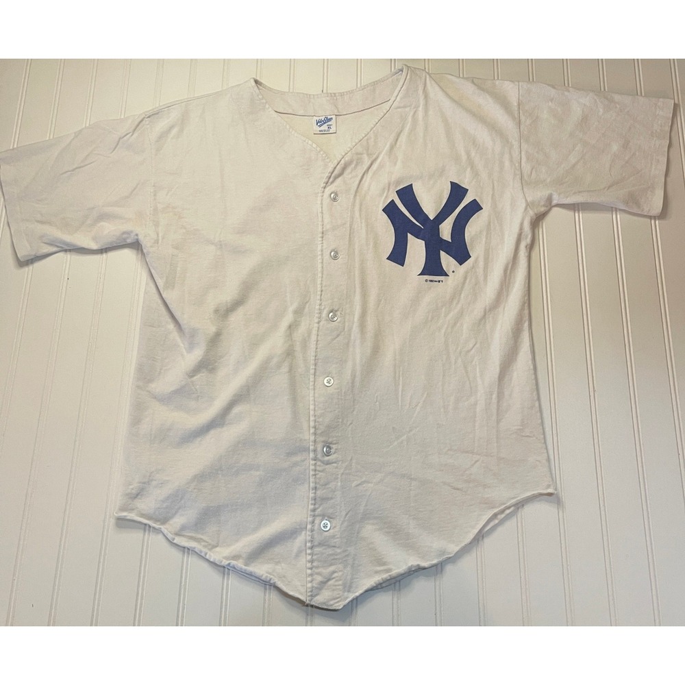 Vintage 1992 MLB New York Yankees Velva Sheen Jersey Shirt Mens XL White USA